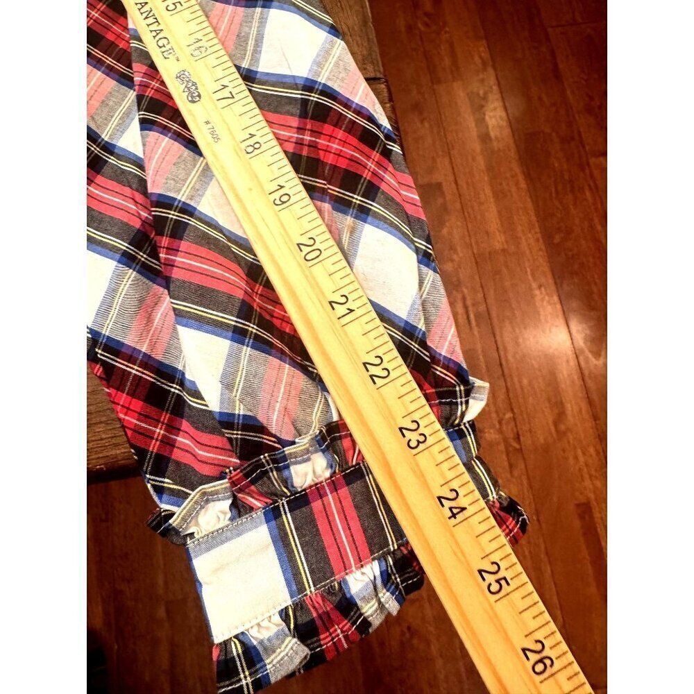 J.Crew Womens Plaid Ruffle Neck Blouse Size M Long Sleeve Holiday Plaid EUC Sz M - Picture 12 of 12